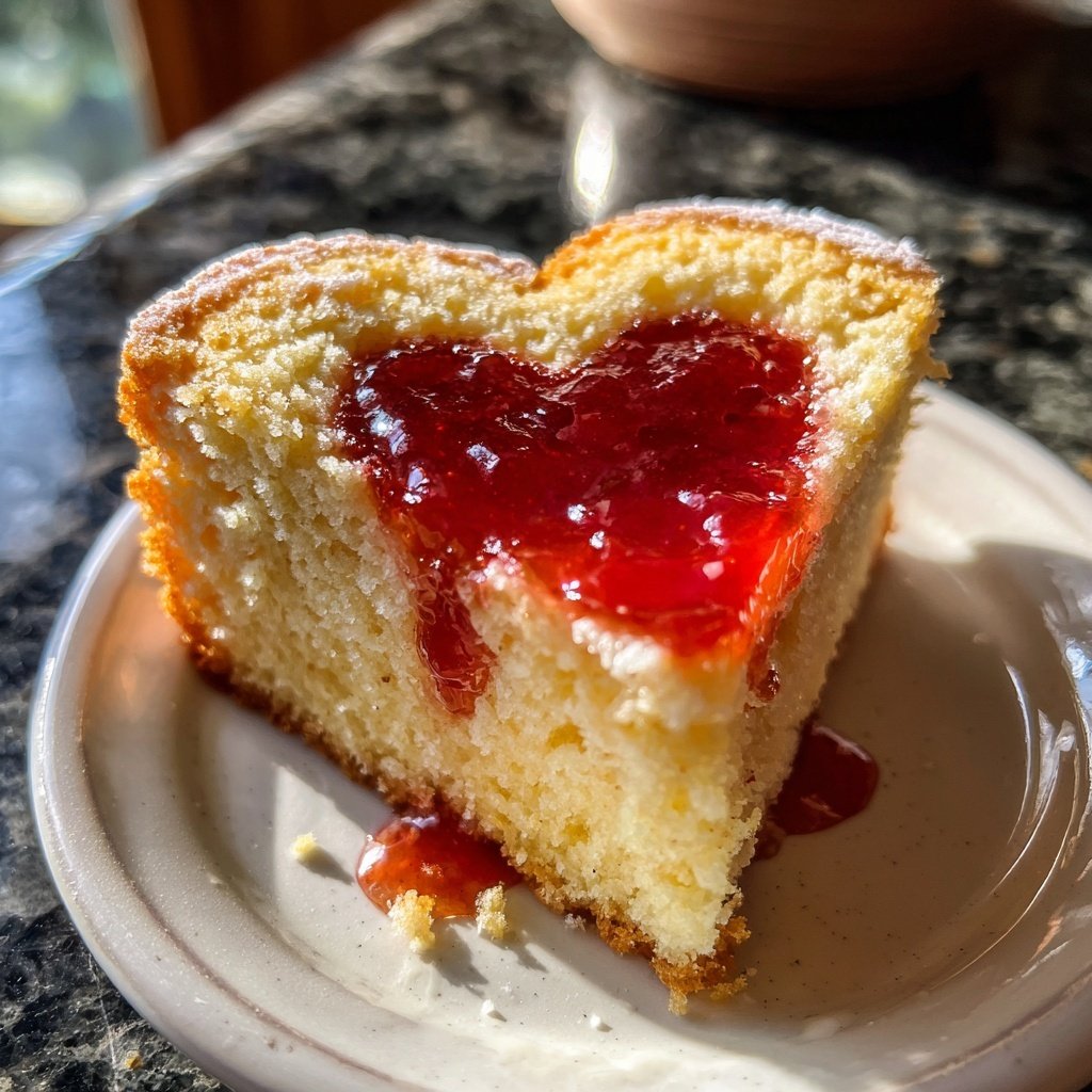 Mini Heart Cake with Strawberry Jam Center