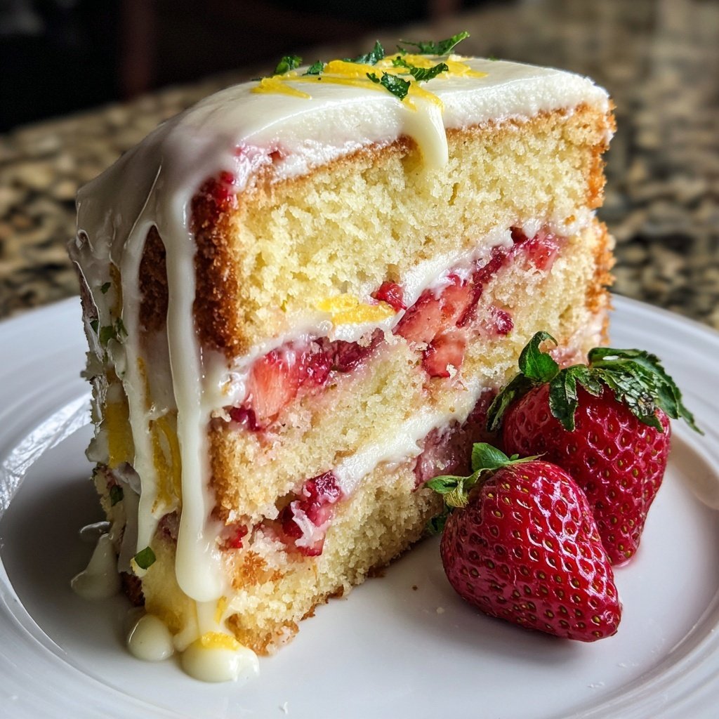 Spring Lemon Strawberry Cake