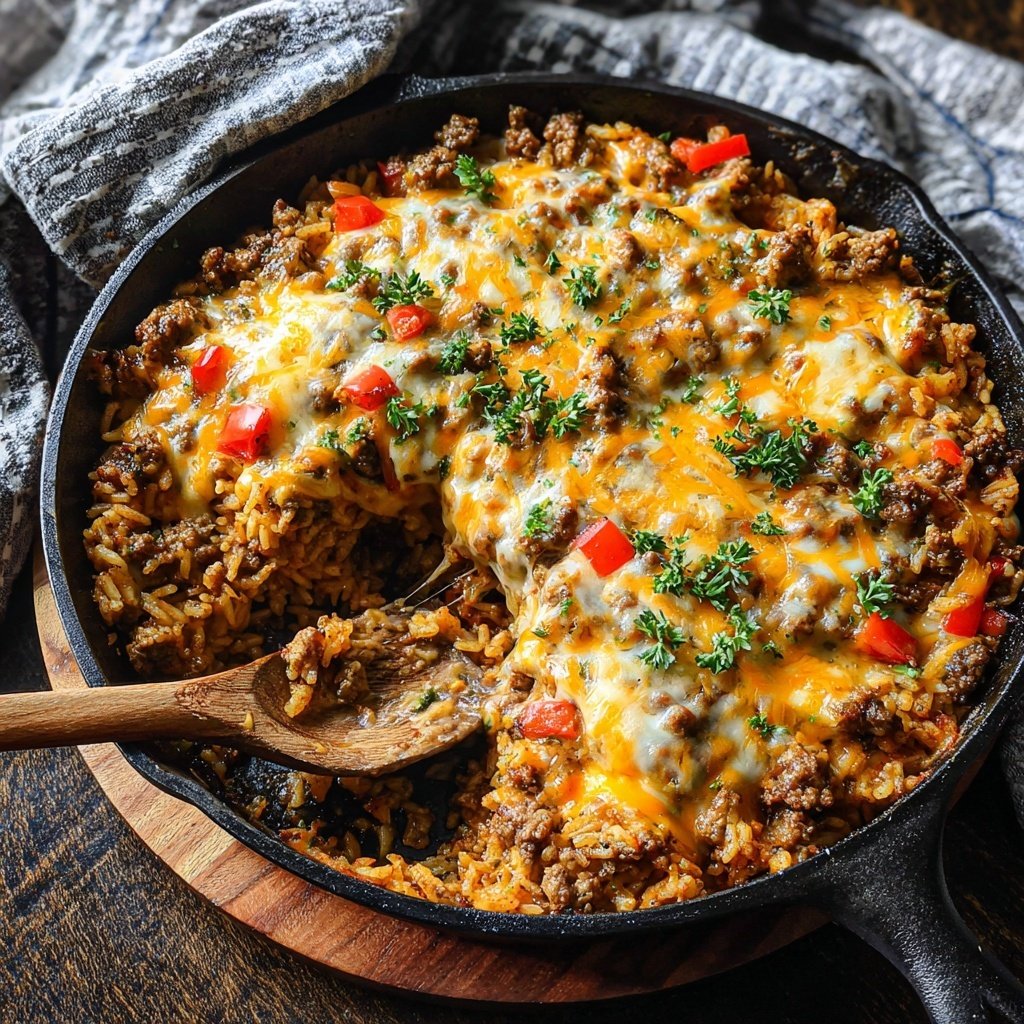 Ground Beef And Rice Comfort Skillet