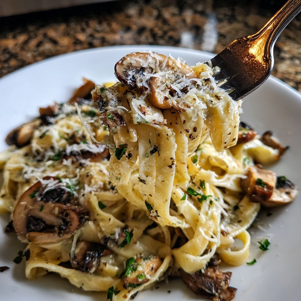 Romantic Creamy Mushroom Tagliatelle