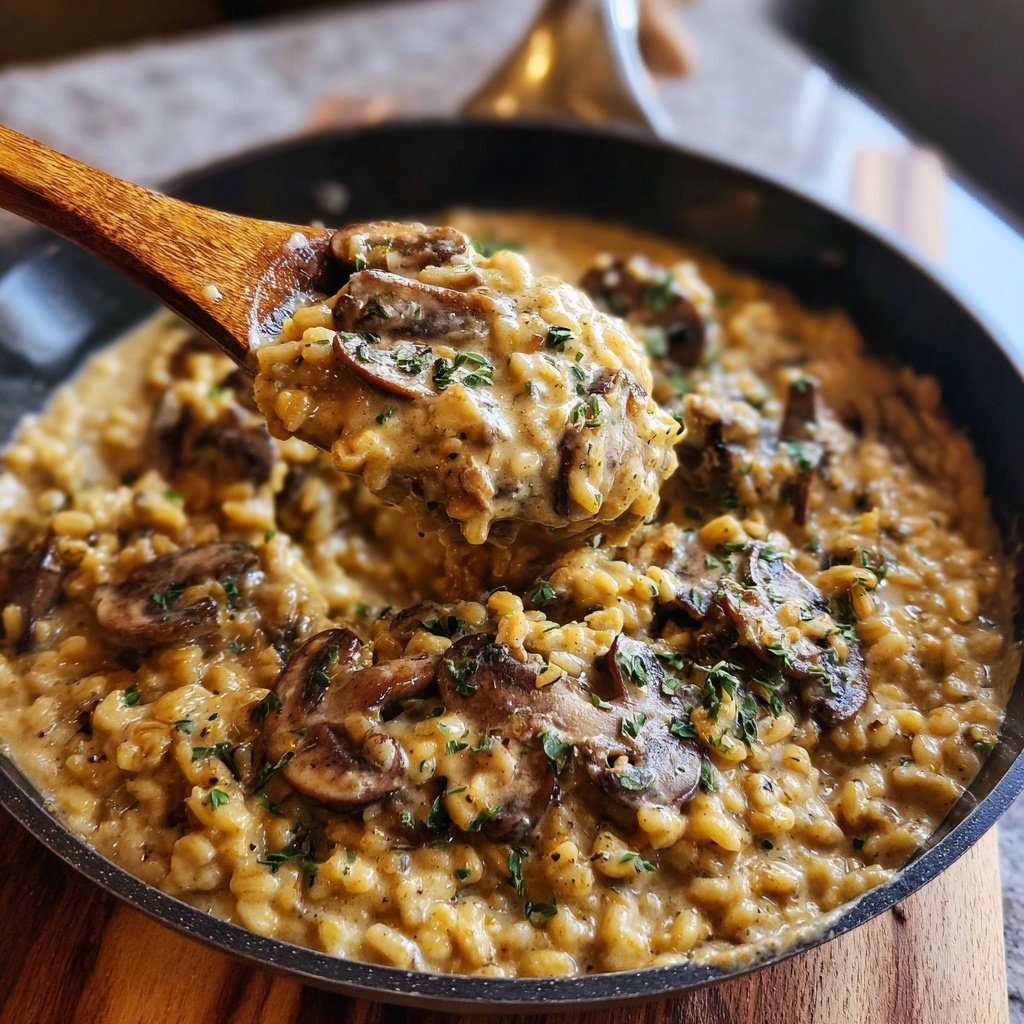 Creamy Mushroom Barley Skillet