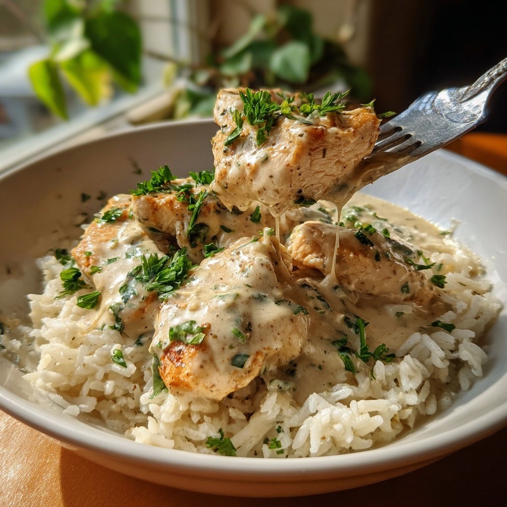 Creamy Garlic Chicken With Rice
