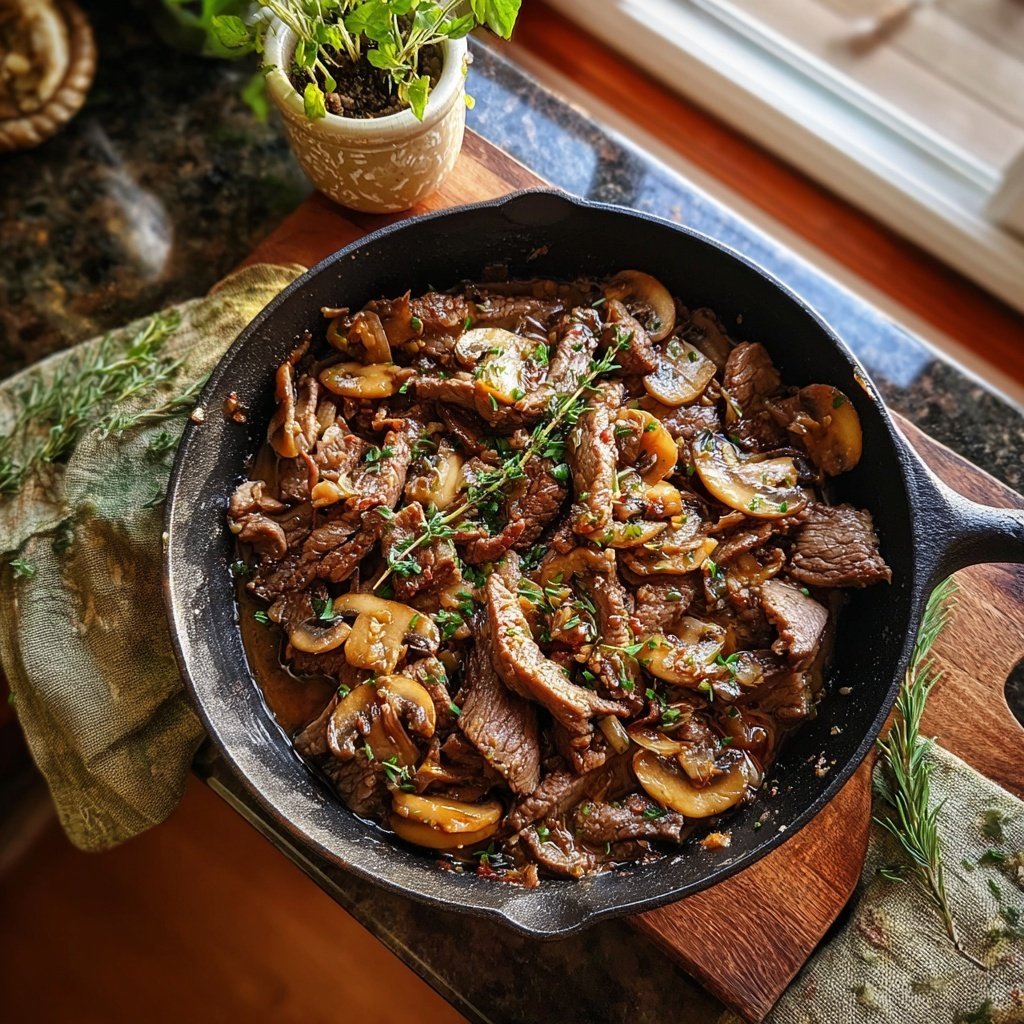 Quick Beef And Mushroom Skillet Dinner