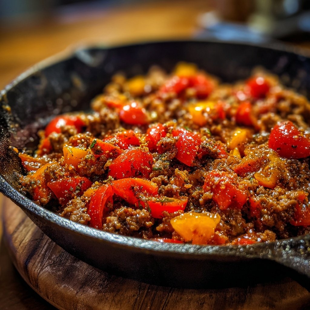 Hamburger Meat And Tomato Skillet