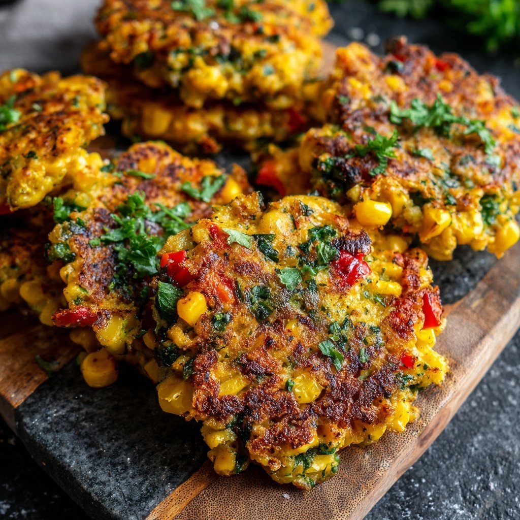 Baked Sweet Corn Veggie Fritters